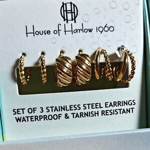 House of Harlow 1960 Twisted Gold Earrings Trio